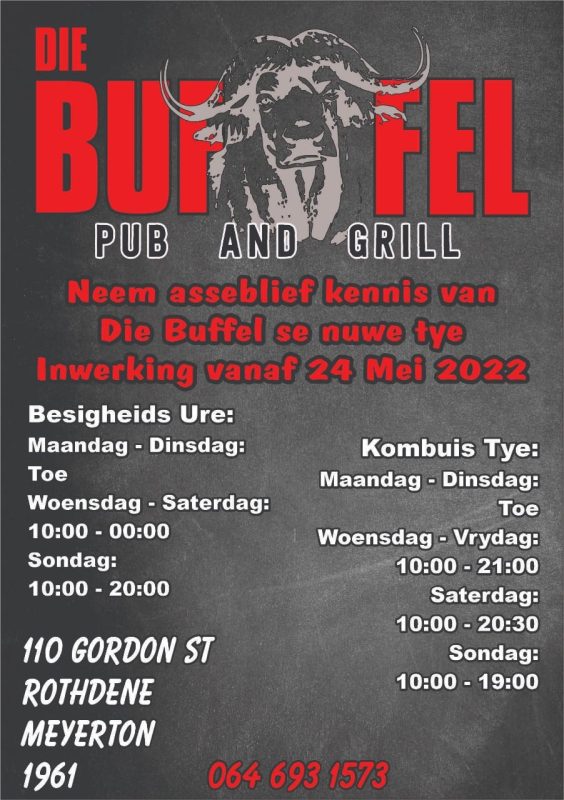 Die Buffel Pub and Grill Meyerton