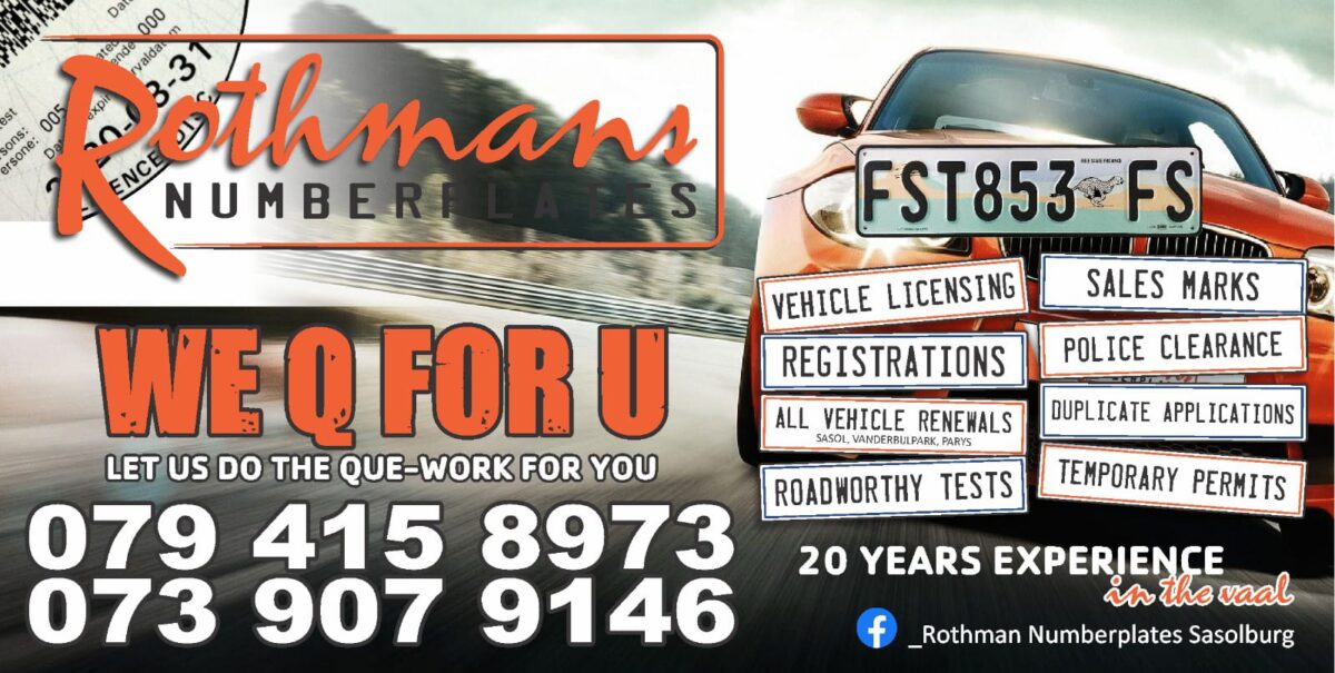 Rothmans Number Plates Sasolburg